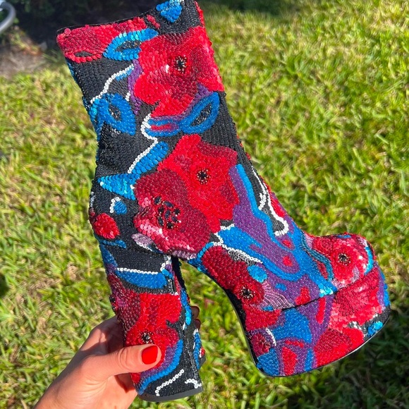 SAINT LAURENT SEQUIN BOOT - Picture 1 of 8